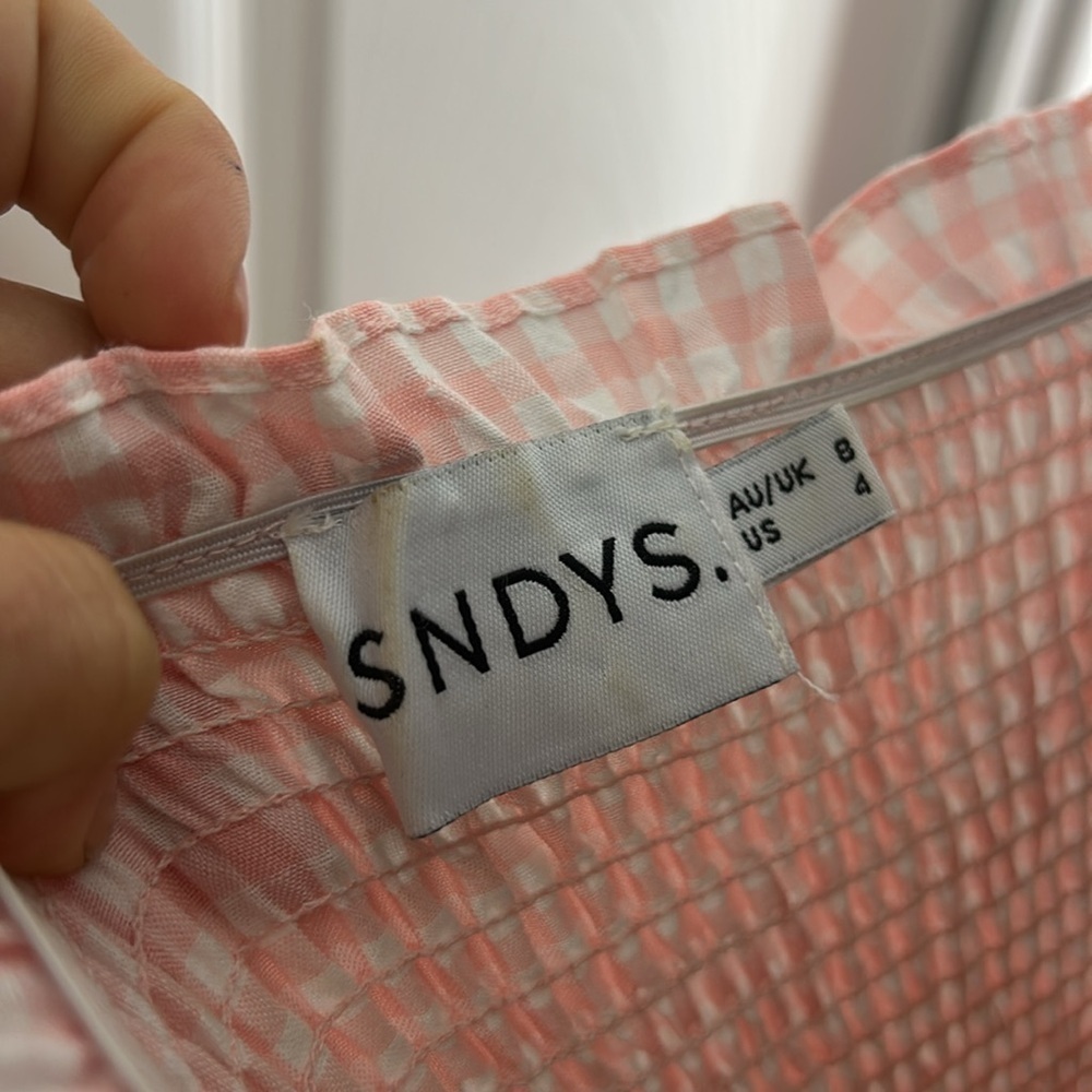 SNDYS Pink‎ Gingham Smocked Dress Spring Summer 4 - Picture 2 of 4